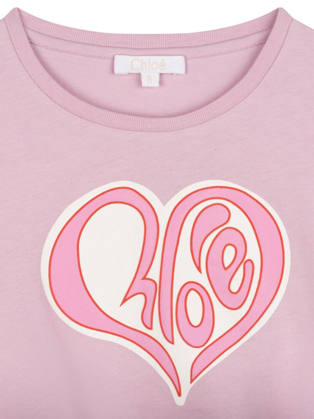 CHLOE pink heart waist tie logo t-shirt for girls Size 5 NWT RT $95